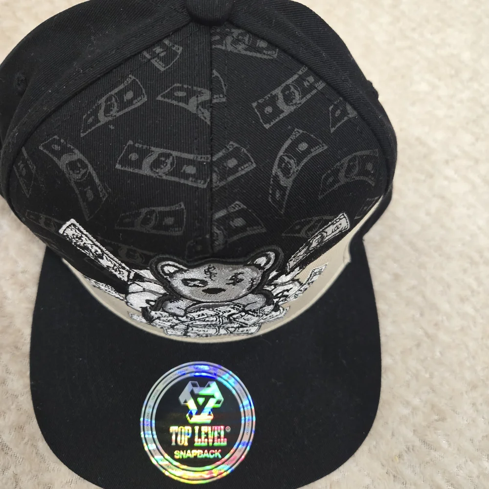 Top Level Snapback Hat/Cap Black.. Self Made Money Bear One Size
